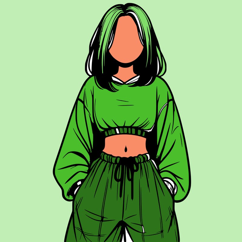 realistic girl faceless with baggy pants and a crop top