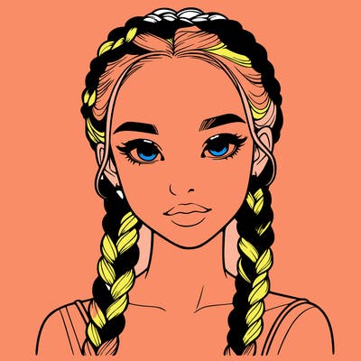 realistic girl with braids
