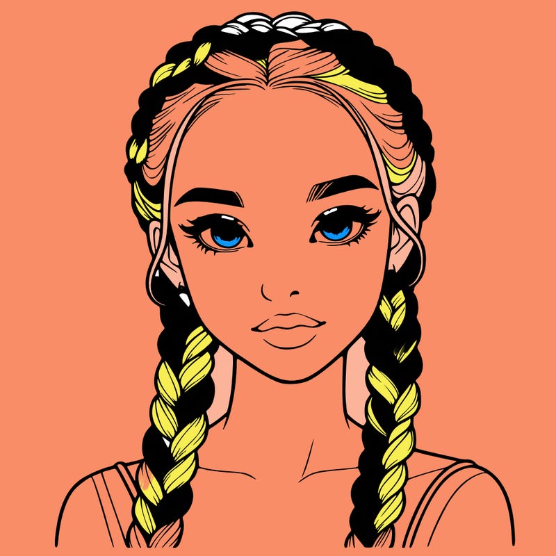 realistic girl with braids