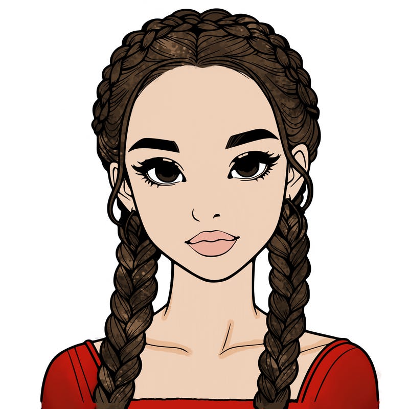 realistic girl with braids