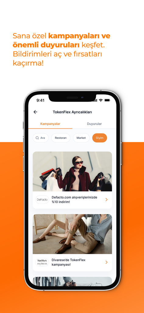 TokenFlex - A smartphone displaying the TokenFlex app screen for exclusive employee campaigns and shopping discounts