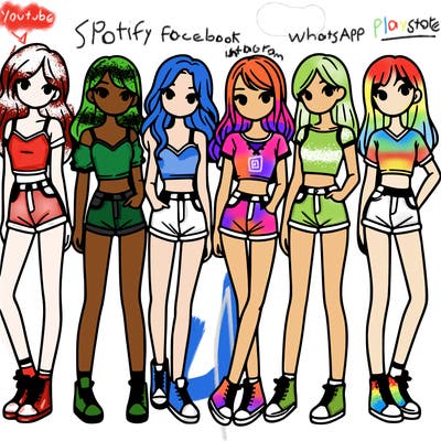 a group of girls wearing crop tops and shorts