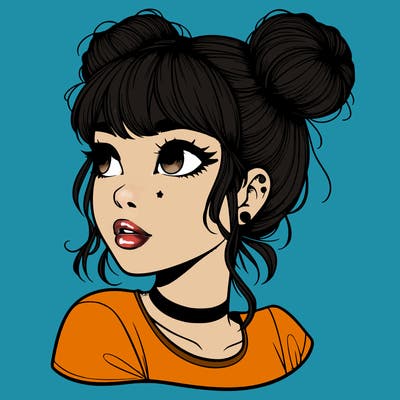realistic girl with spacebuns