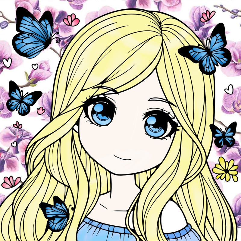 realistic girl with butterflies around her