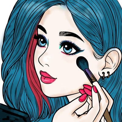 a realistic girl doing her makeup