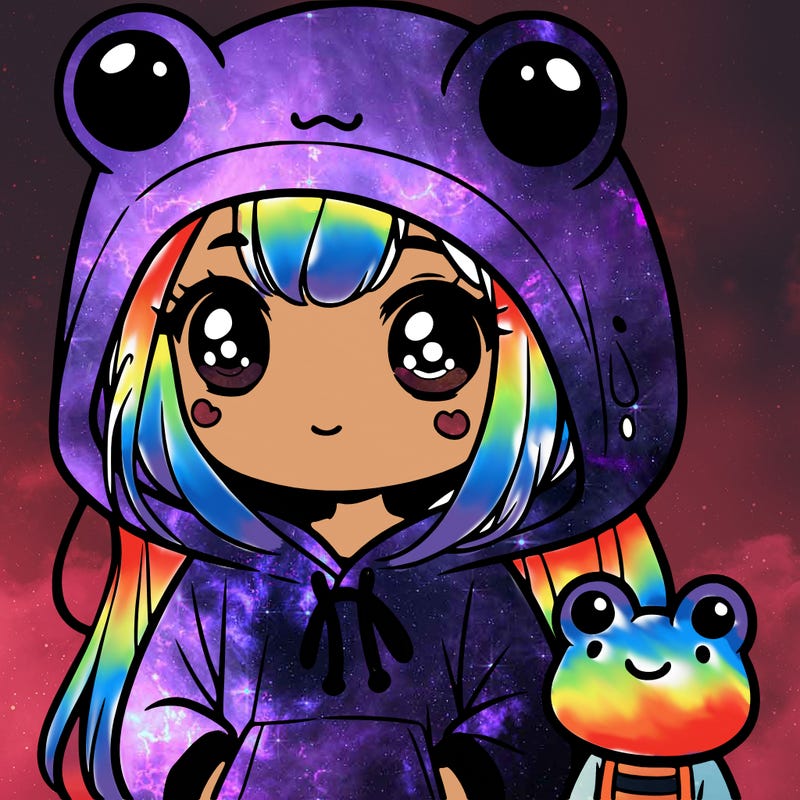 girl in in frog hoodie