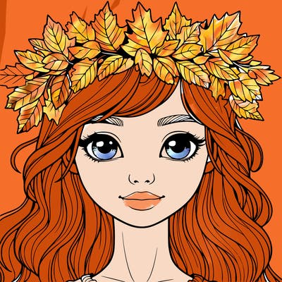 realistic girl with fall leaf crown