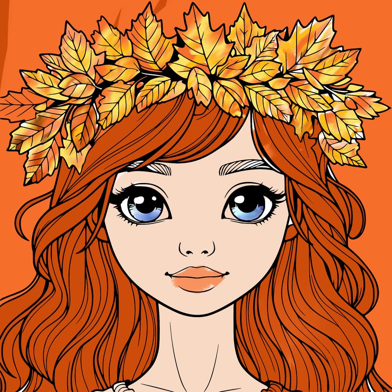 realistic girl with fall leaf crown