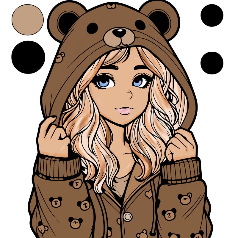realistic girl in a animal pjs hoodie