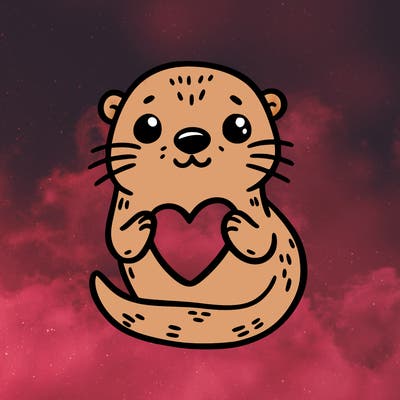 otter with a heart