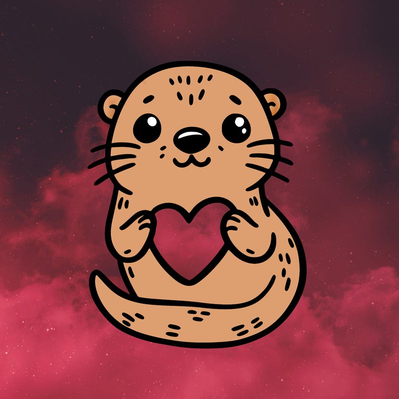 otter with a heart