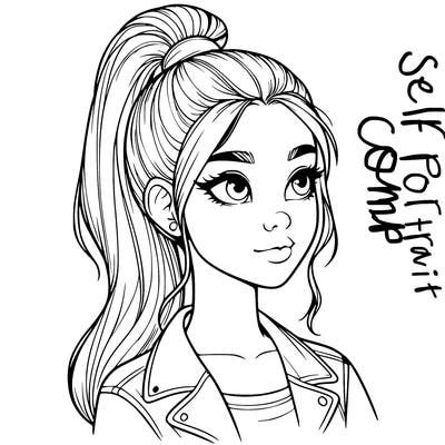 realistic girl with a high ponytail