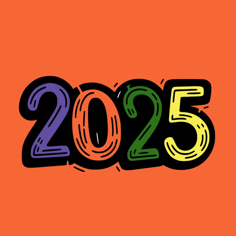 one line scrawled numbers sketch design “2025”