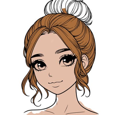 realistic pretty girl with hair in bun
