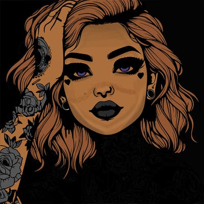 realistic girl with tattoos all over