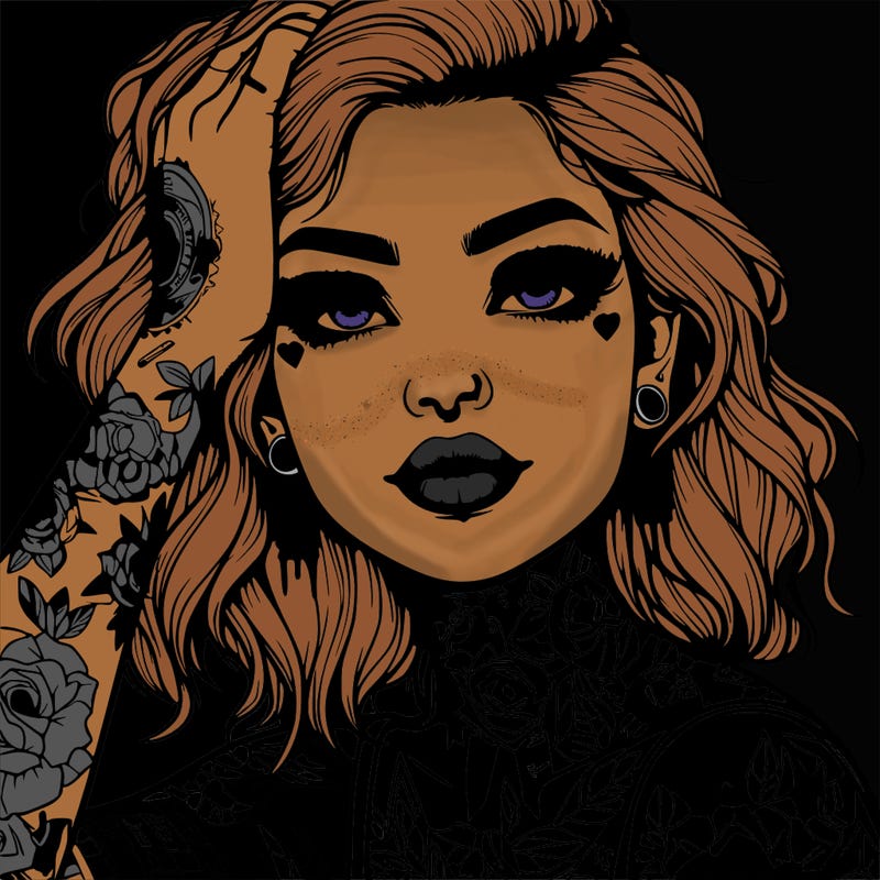 realistic girl with tattoos all over