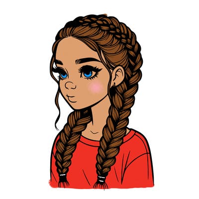 realistic girl with braids