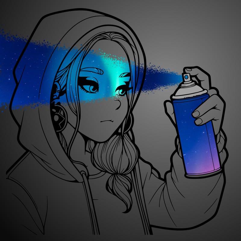 a realistic girl, spray painting