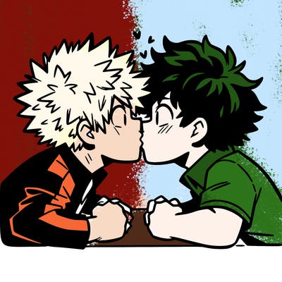 bakugou and deku smooching