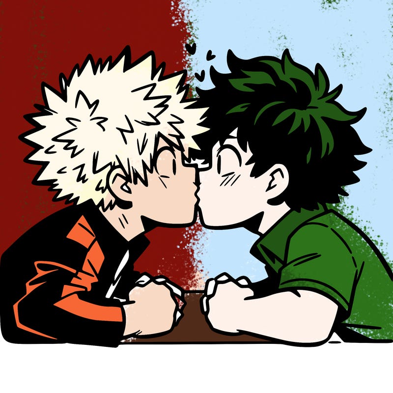 bakugou and deku smooching