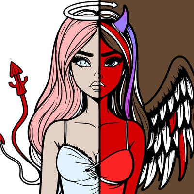 devil vs angel realistic girl