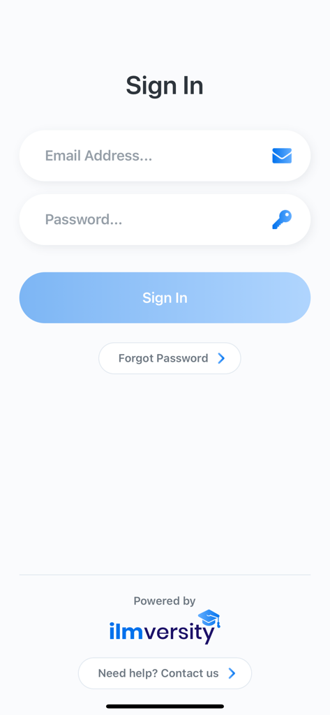 My School LMS - The sign in screen of the My School LMS mobile application.