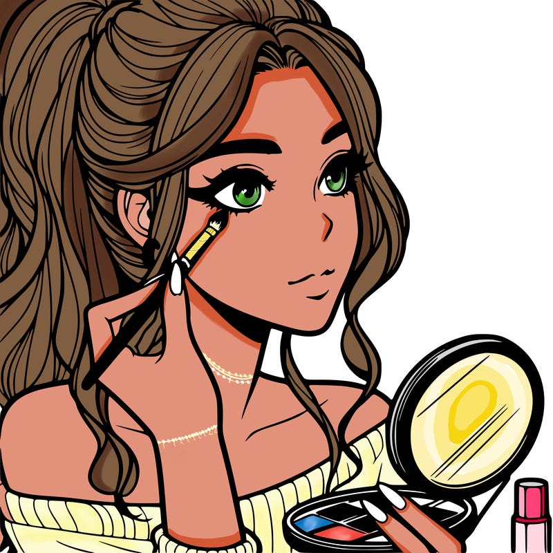 a realistic girl doing her makeup