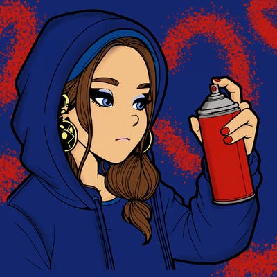 a realistic girl, spray painting