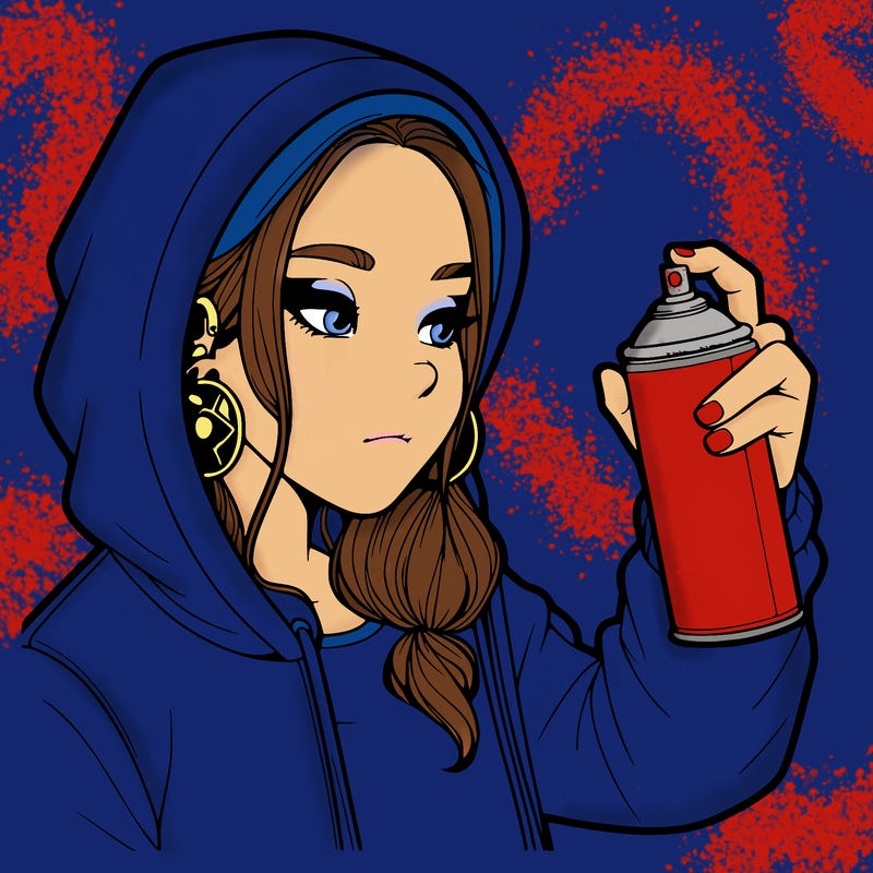 a realistic girl, spray painting