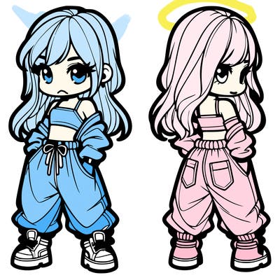 girl in crop top and baggy pants