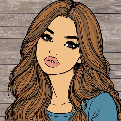 realistic girl with hair on her hair and lips