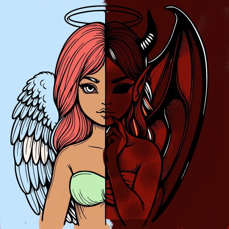 realistic angel half demon