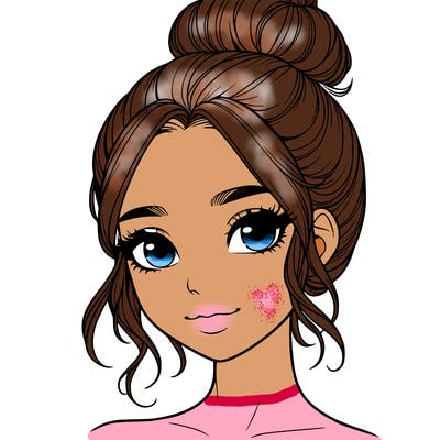 realistic pretty girl with hair in bun