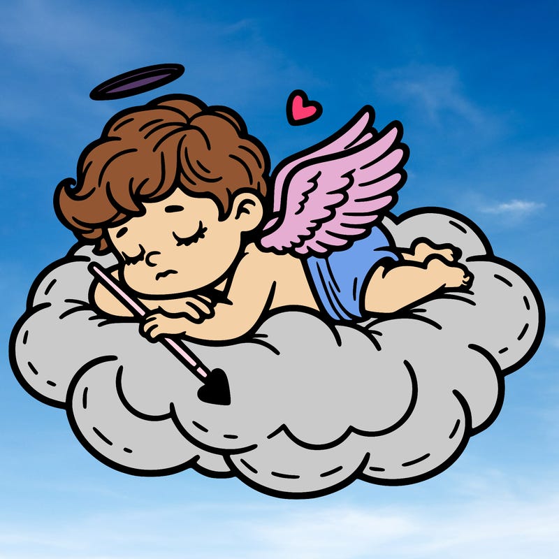 cupid asleep on a cloud