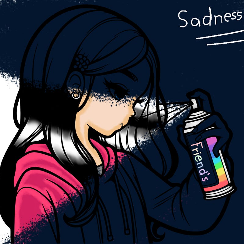 a realistic girl spray painting