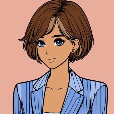 one beautiful girl realistic wearing suit with short hair