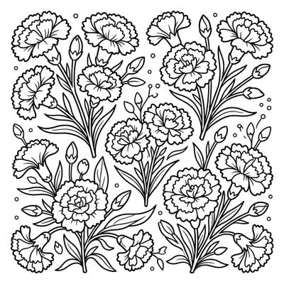 Invite your little artist to a world of floral beauty with this delightful miniature carnations coloring page, specially designed for kids aged 4-8. Featuring easy-to-color blooms and buds, it's perfect for sparking creativity and fine motor skills.