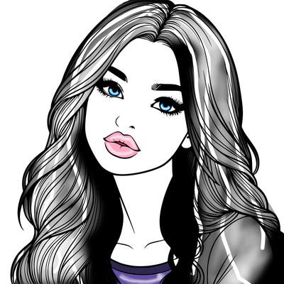 realistic girl with hair on her hair and lips