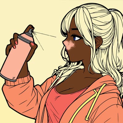 a realistic girl spray, painting