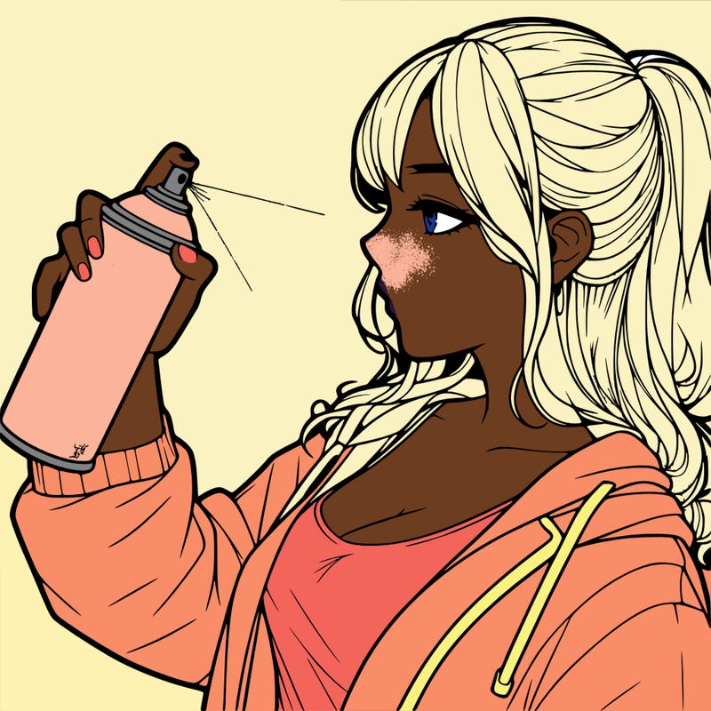 a realistic girl spray, painting