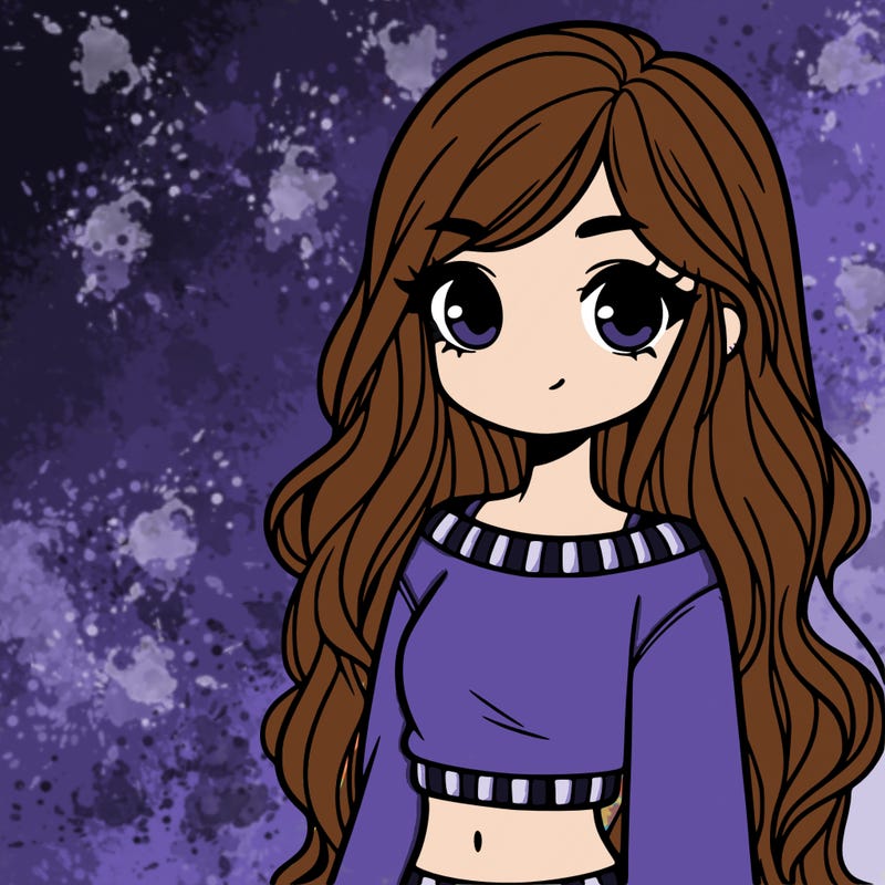 girl with long hair and a crop top with a sweater