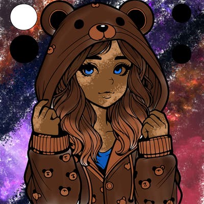 realistic girl in a animal pjs hoodie