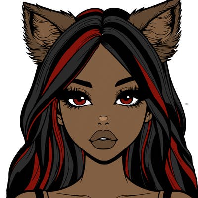 realistic girl with fox ears and realistic lips