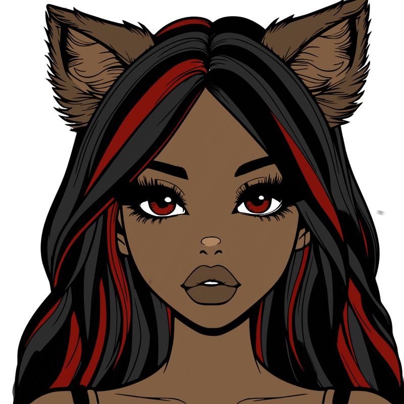 realistic girl with fox ears and realistic lips