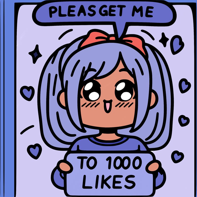 a girl saying please get me to 100 likes