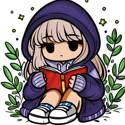 girl in oversized hoodie reading a book