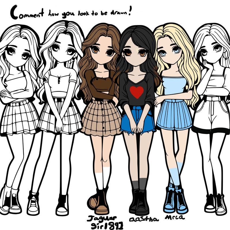 a group of girls realistic