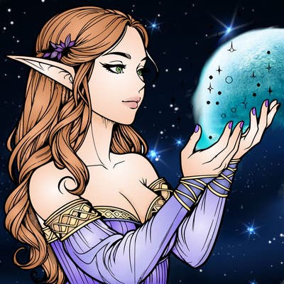 realistic elf girl doing magic