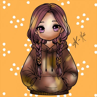 a realistic girl with a oversized hoodie and she has braids