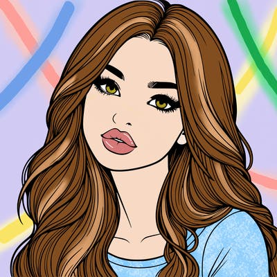 realistic girl with hair on her hair and lips